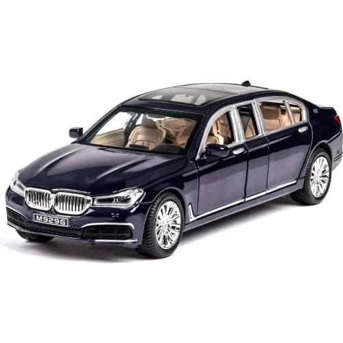 1:24 New lengthen 760LI Car Model Alloy Car Die Cast Toy Car Model Pull Back Sound Light Kids Toy Collectibles Free Shipping