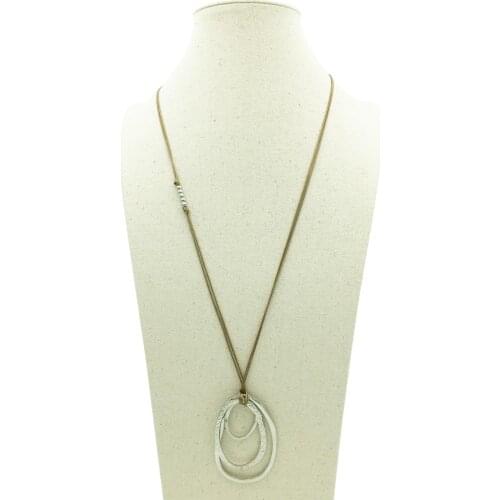 Multilayer Circle Alloy Pendant Necklace Long Rope Chain Statement Necklace For Women Men Costume Jewelry Mrs win