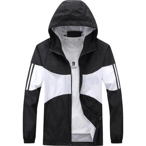 Men’s Spring Jacket Thin Hoodies Outfits Long Sleeve Color Block Zipper Hooded Sweatshirts 2020 Casual Sport Fashion Loose Coat