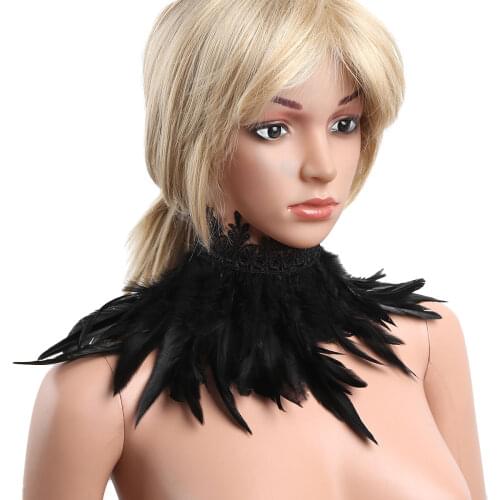 Victorian Gothic Naturalc Feather Collar Choker Shrug Shawl Shoulder Wrap Cape Stage Performance Cosplay Costume Feather Choker