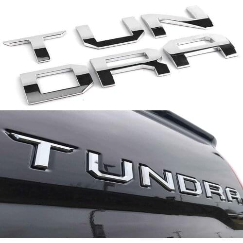 For Toyota Tundra Tailgate Logo Letters Emblem Insert Sticker 3D Nameplate Rear Trunk Nameplate Silver Black Auto Accessories