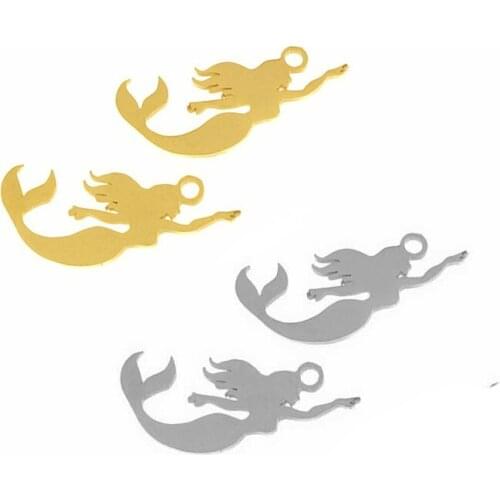 5pcs/lot Charms Lovely Mermaid Fish Stainless Steel Making Pendant Charms DIY Bracelet Necklace Jewelry Making Supplies Findings