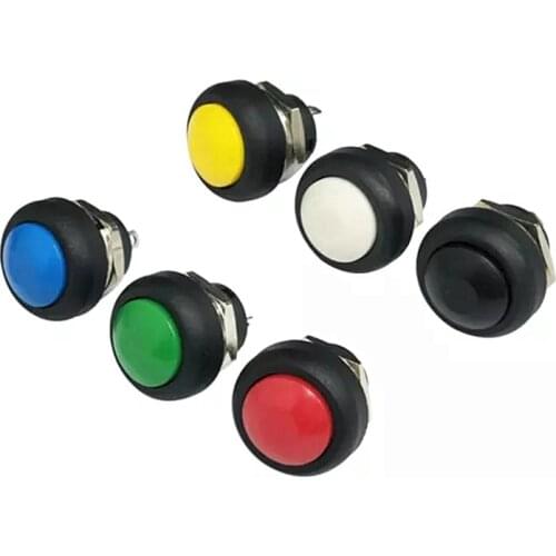 1pc 12mm PBS-33B Waterproof Momentary ON OFF Push Button Swithch Mini Round Switch Red Green Blue Yellow White Black 6 Colors