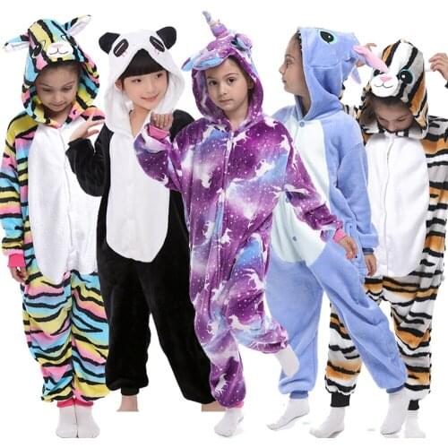 Kigurumi Unicorn Pajama Child Boys Winter Flannel Licorne Pajamas Kids Panda Pyjamas Sleepwear Oneise Girls Pijamas for 4-12 Y