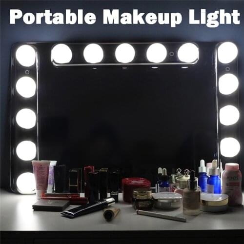 Portable USB Stepless Makeup Mirror Light 3/5 LED Bulbs Vanity Light Wall Lamp Color Temperature Adjustable Touch Control