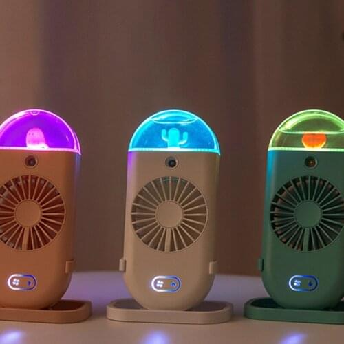 Portable Mini Handheld Fan USB Rechargeable Mini Humidifier Personal USB Table Fan 3 Gear for Travel Outdoor Sports