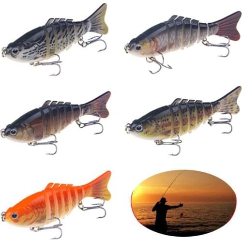 10cm 18g Fishing Lure Plastic 7 Sections Swimbait Fishing Bait Hook Fishing Tackle Multi Jointed Artificial Bait 5 Styles