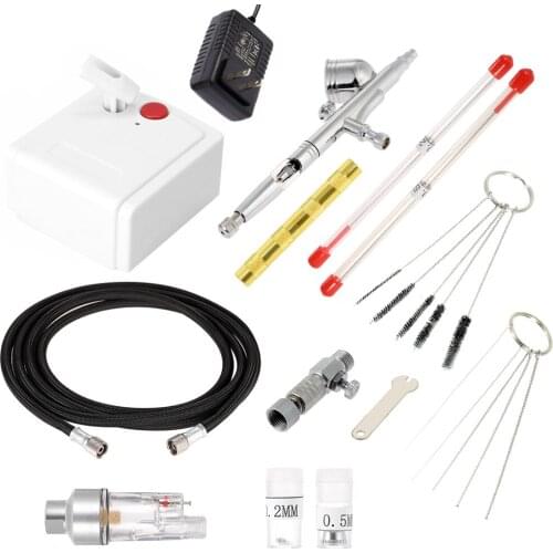 Professional Gravitation Feed Dual Action Airbrush Air Compressor Kit for Art Painting Manicure Spraying Model Brush Tool Set