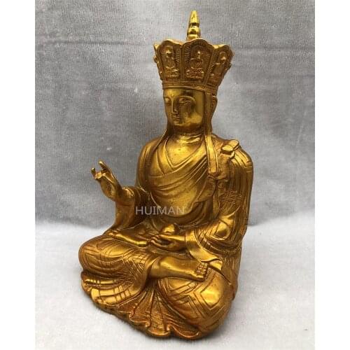 Collect China Fine Workmanship Brass Sculpture Buddha Metal Crafts Home Decoration#29