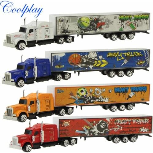 1:87 Scale Sliding Alloy Car Model Container truck Toy Vehicles Mini Diecast Model Car Educational Toy for Kids Boy )