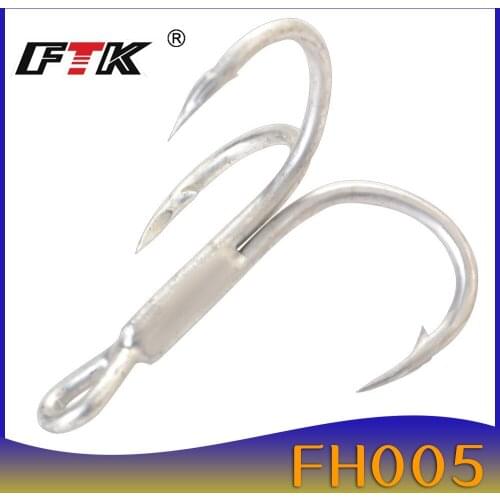 FTK 15/20pcs Fishing Hook High Carbon Steel Treble Barbed Hook Bass Sharp Barbed Hook Lure Holder Set Saltwater