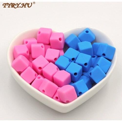 TYRY.HU 10Pcs/Lot Cube Shaped Silicone Beads BPA Free Silicone Material For Baby Bracelet Necklace Making Baby Teething Toys