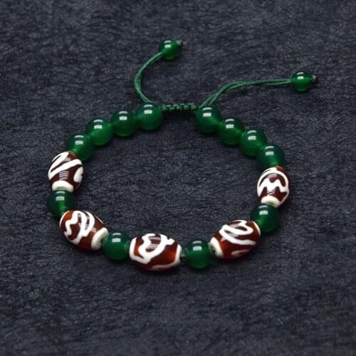 Green Beads Red&white Tibet Louts Fengshui DZI String woven bracelet women amulet jewelry adjustable bracelet Free Shipping