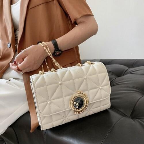 Woman Trendy Shoulder Bag New Advanced Chain Small Square Bags Female Trendy Handbag Fashion Texture Lingge Purse Crossbody Bags