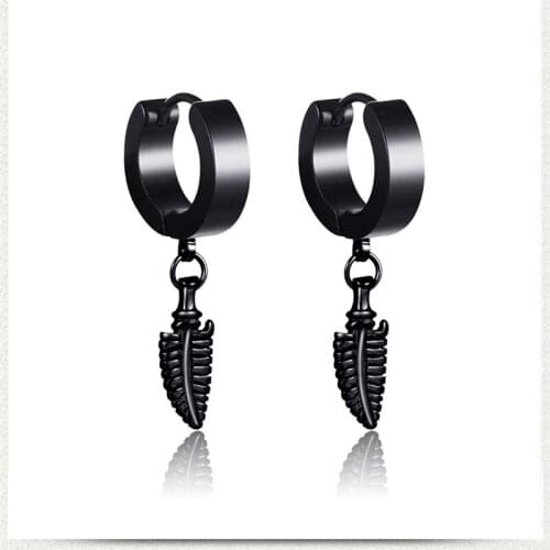 Simple Style Punk Leaf Pendant Earrings Stainless steel For Women Men Fashion Plant Charms Stud Ear Jewelry Gifts 2 Pieces