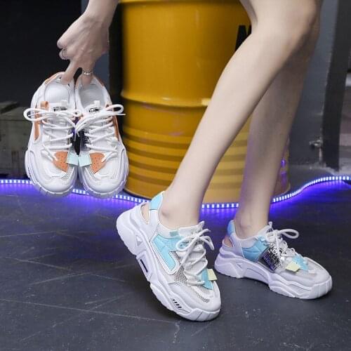 Dad Shoes Womens Ins Fashionable 2021 Summer New Thin Single Mesh Breathable Platform Casual Sneakers