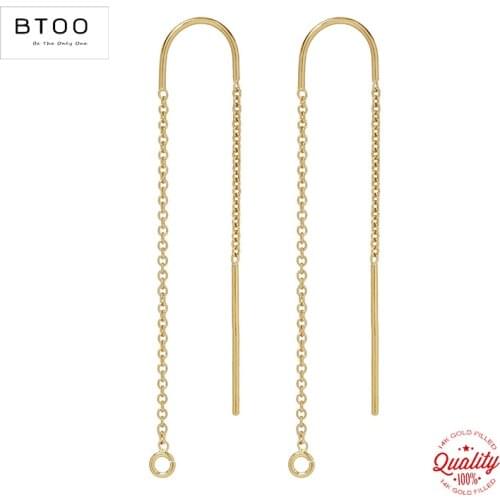 14K Gold Filled Ear Threader 1 Pair 80MM U-Threader Cable Chain Drop w/Ring Gold Ear Wire for Jewelry Making Earring Accessories