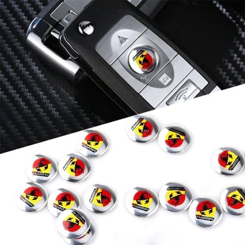 10pcs 14mm Abarth Car logo Auto Key Fob Emblem Badge Decals key shell Sticker For Fiat Abarth Punto 124 125 500 Car Styling