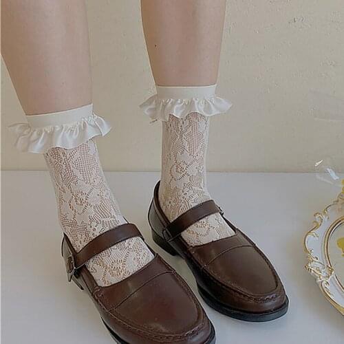 3 Colors.New Womens Thin Lolita Stain Lace Socks.Vintage Ladies Girls Flowers Jacquard Princess Socks Female Hosiery Sox