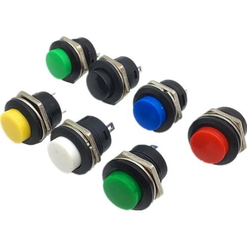 5pcs R13-507 Momentary button switches OFF-ON reset switch 16MM Push Button Switch AC 6A/125V 3A/250V 7 colors