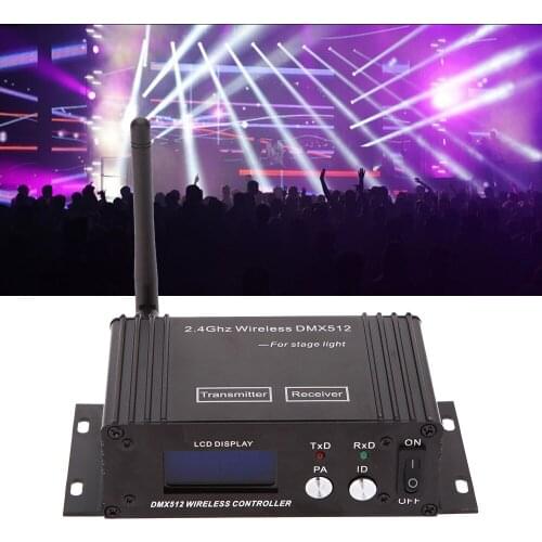 Transceiver 2.4G Wireless DMX 512 Controller Transmitter Receiver LCD Display Power Adjustable Repeater Lighting Controller