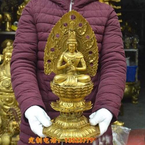 40CM LARGE 2021 Asia home shop hall efficacious Talisman bless Safe Good luck Tathagata Vairocana RU LAI Buddha BRASS statue