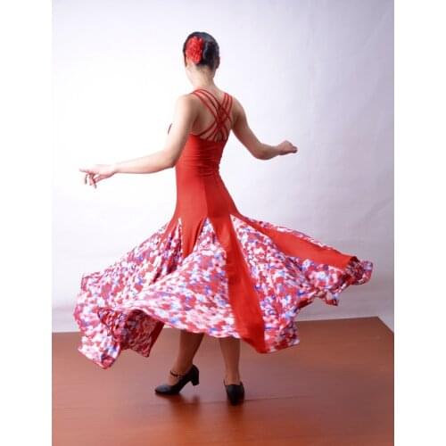 Exotic dance Spanish Dance cross swing vest backless dress F1305