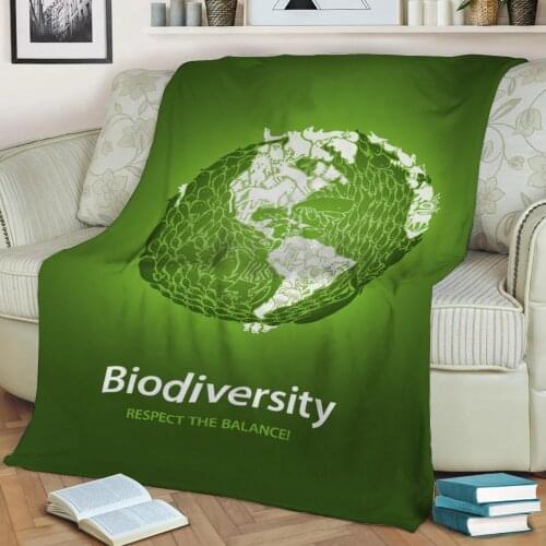 Biodiversity globe message Flannel Throw Blanket 3D Printed Keep Warm Sofa Child Blanket Home Decor Textiles Dream Family Gift