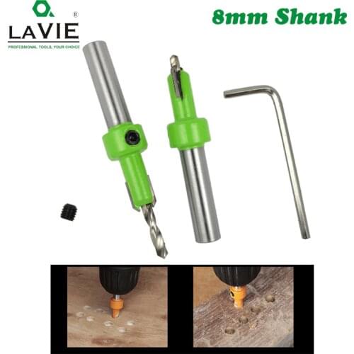 LAVIE 1pc 8mm Shank HSS Woodworking Ti Countersink Rounter Bit Screw Extractor Remon Demolition Wood Milling Cutter Bit MC02030