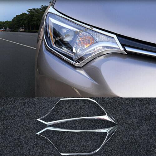 ABS Chrome Fit For Toyota RAV4 2016-2017 Front Headlight Lamp Frame Cover Trim