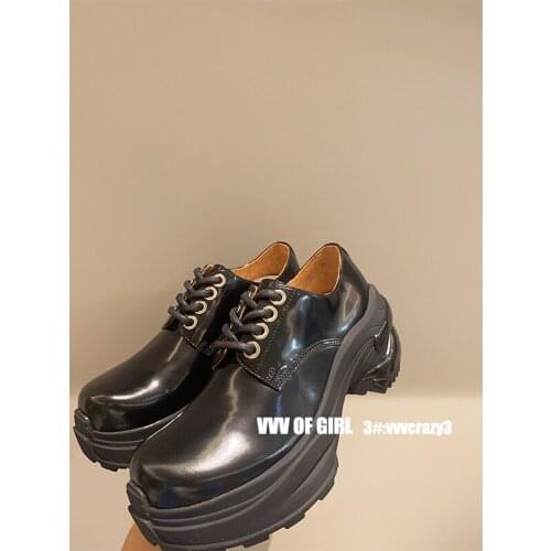 Gaoding private model develops Monas same leisure thick sole muffin shoes, heightening small leather shoes, leather Oxford Shoe