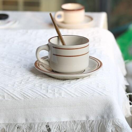 Nordic Style Ceramic Coffee Set 210ml Simple Design Coffee Cup and Saucer for Tea Time Office and Home