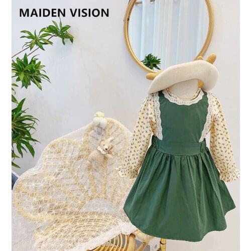 Korean Spring Autumn Baby Girls Outfits Sweet Floral Shirts strap dress Clothing Sets Children Casual kids' wear Baby girl dress