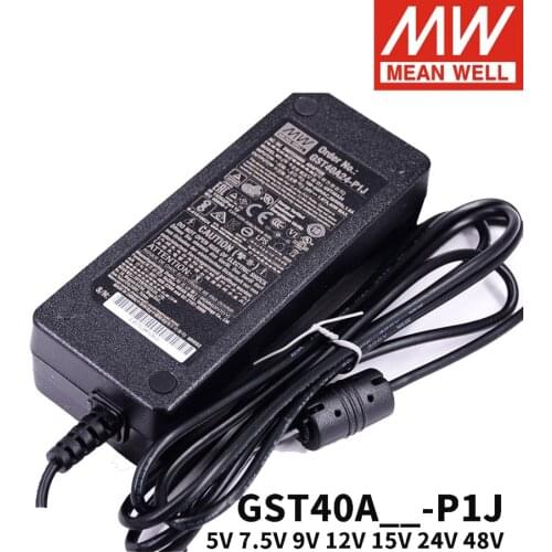 Mean Well GST40A Series P1J 40W Adaptor 5V 7.5V 9V 12V 15V 18V 24V 48V Meanwell Universal Charger Power Supply