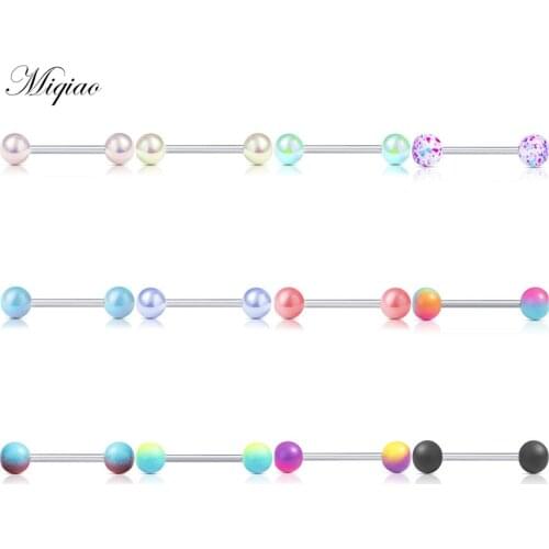 Miqiao 12pcs Explosive Creative Multicolor Acrylic Ball Tongue Nail Set Piercing Jewelry