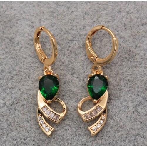 Trendy Gold Plated Copper Dangler Water Drop Earrings Zirconia For Women Fashion Jewelry Accessories Wedding Anniversary Gift