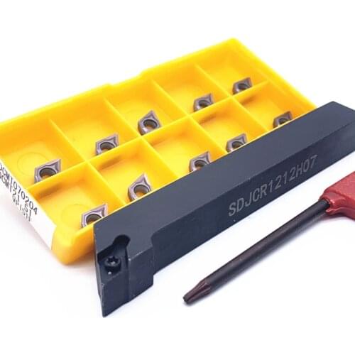 10PCS DCMT070204 VP15TF UE6020 US735 Turning tools+1PC SDJCR1010H07 SDJCR1212H07 SDJCR1616H07 CNC Cutting Tool Holder Lathe set