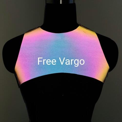 Burning Man PU Body Harness Reflective Rave Leather Chest Harness Top Costumes Music Festival Singer Dancer Outfits