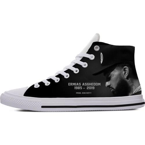 Nipsey Hussle Hiphop Rapper Novelty Design Fashion Lightweight High Top Canvas Shoes Men Women Casual Breathable Sneakers