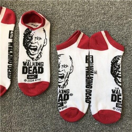 2 pairs tv show The Walking Dead cotton short Sport socks for men and women male sock slippers
