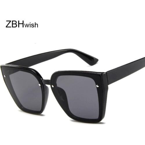 New Luxury Vintage Black Cat Eye Sunglasses Women Fashion Square Sun Glasses Female Thick Frame Retro Shades UV400 Oculo