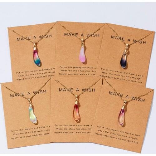Belleper Make a Wish Natural Water Drop Necklace for Lover Gem Stone Waterdrop Pendant Necklace Charm Jewelry New Unique Jewelry