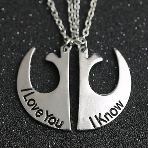 Star Wars Necklace Rebel Alliance Badge I Love You I Know Silver Color Pendant Fashion Movie Jewelry For Men And Women Wholesale