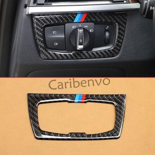 Cover For For BMW 3 4 Series F30 F31 F36 Headlight Switch Button Luxury Carbon Fiber Trims Accessories
