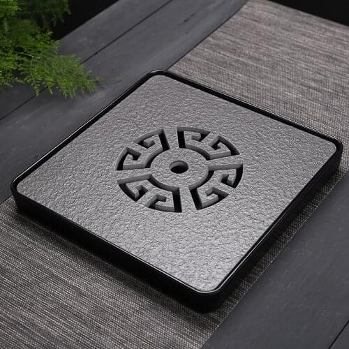 Kung fu Melamine and Black Stone Tea tray teaboard with Drainage water storage for making tea ,chinese travel tea set