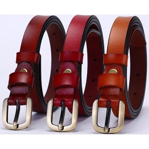 New Female Jeans Dress Belt Genuine Leather Women Belt Pin Buckle Fashion Cowhide Strap Vintage Lxuury Belt Width 2.0cm
