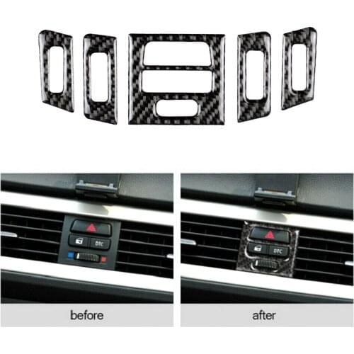 For BMW E90 E92 E93 05-12 Carbon Fiber Central Control Outlet Air Vent Trim Decoration Air Vent Outlet Covers For Car Accessorie