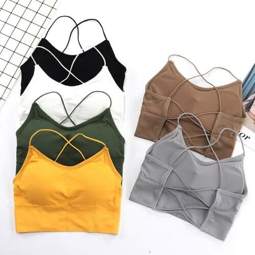 Sexy Tube Tops for Women Bras Seamless Camisole Sports Underwear Hollow Cross Backless Lingerie Elastic Push Up Bralette Tank