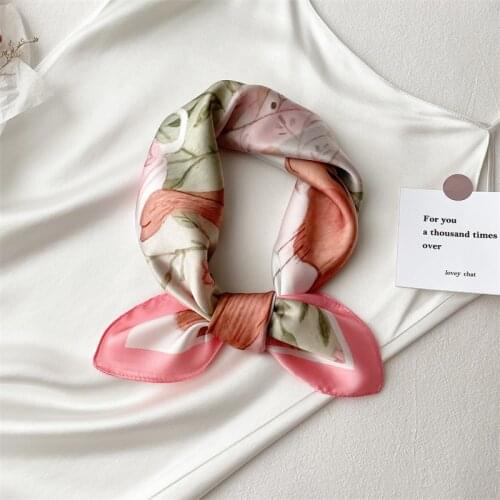 Rabbit Pattern Silk Square Scarf Women Elegant Neck Scarves Foulard Female Hairband Scarves Headscarf Bag Ties Bandana Kerchief