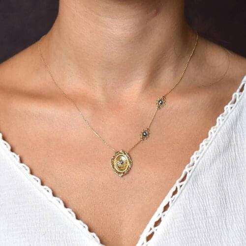 Symbol Gold Eye Gold Necklace Design Fashion Jewelry Best Party Magnificent Elegant Quality Vintage Fashion Statement Bijoux